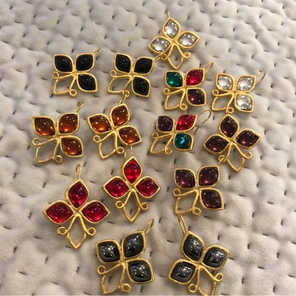 Amethyst Cabochon Matte Gold Earrings-Boutique (other colors available) - Picture 4 of 4